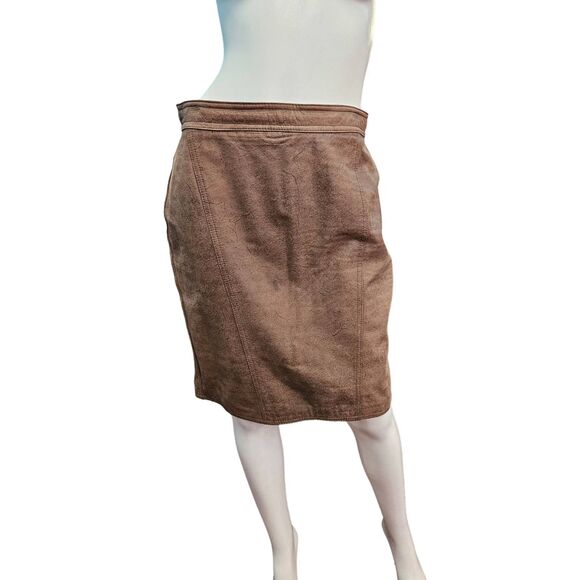 Vintage 90's Tarazzia International Leather Pencil Skirt Sz 14 - Picture 2 of 9